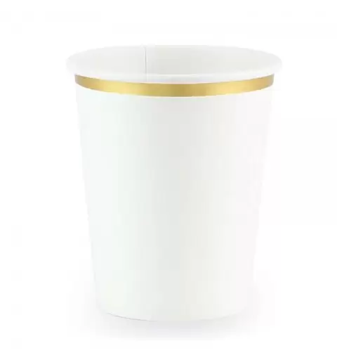 Bicchieri bianchi con bordo oro - 6 pz