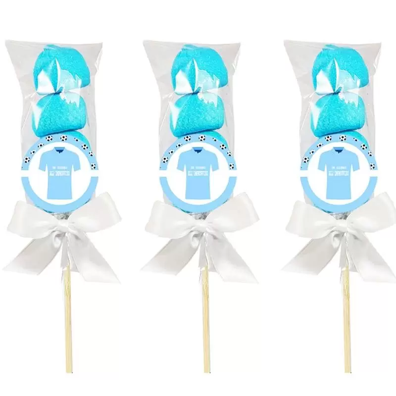Spiedini di marshmallow Napoli - tifosi bianco azzurri