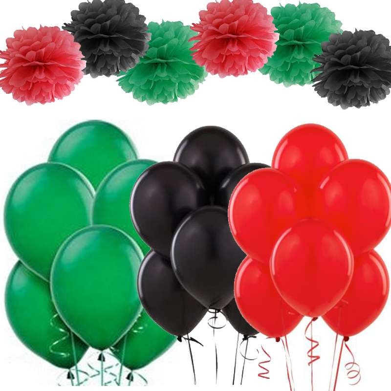 Palloncini e fluffy verde rosso nero