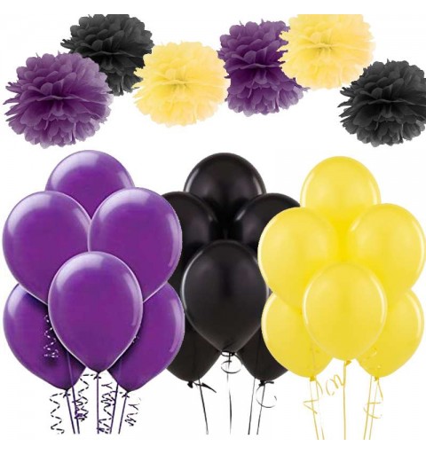 Palloncini e fluffy neri gialli viola