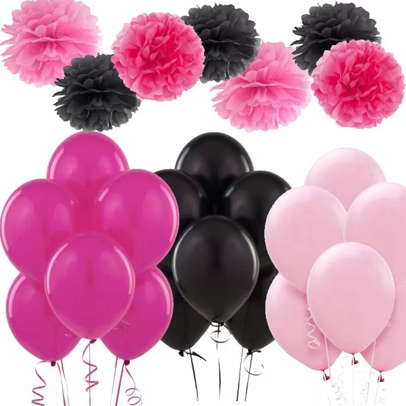 PALLONCINI E FLUFFY ROSA NERI E FUCSIA