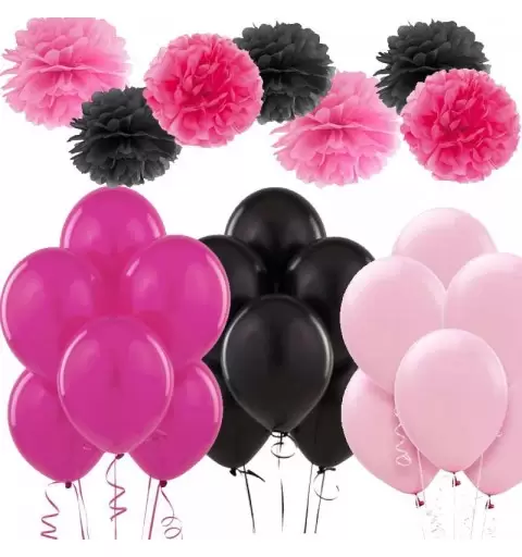 PALLONCINI E FLUFFY ROSA NERI E FUCSIA