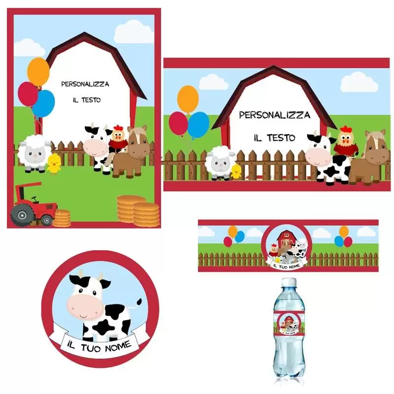 Festa di carta fattoria personalizzata - set completo