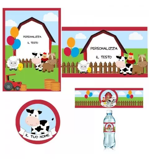 Festa di carta fattoria personalizzata - set completo