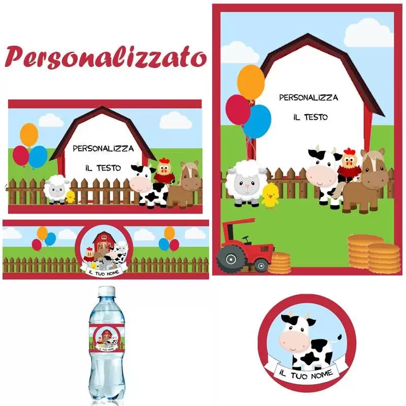 Festa di carta fattoria personalizzata - set completo