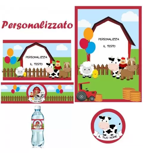 Festa di carta fattoria personalizzata - set completo