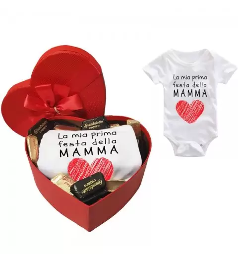 Regalo festa della mamma - body con scatola cuore
