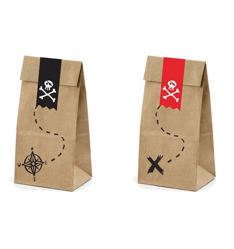 Bustine pirati in carta kraft con adesivi - 18 pz