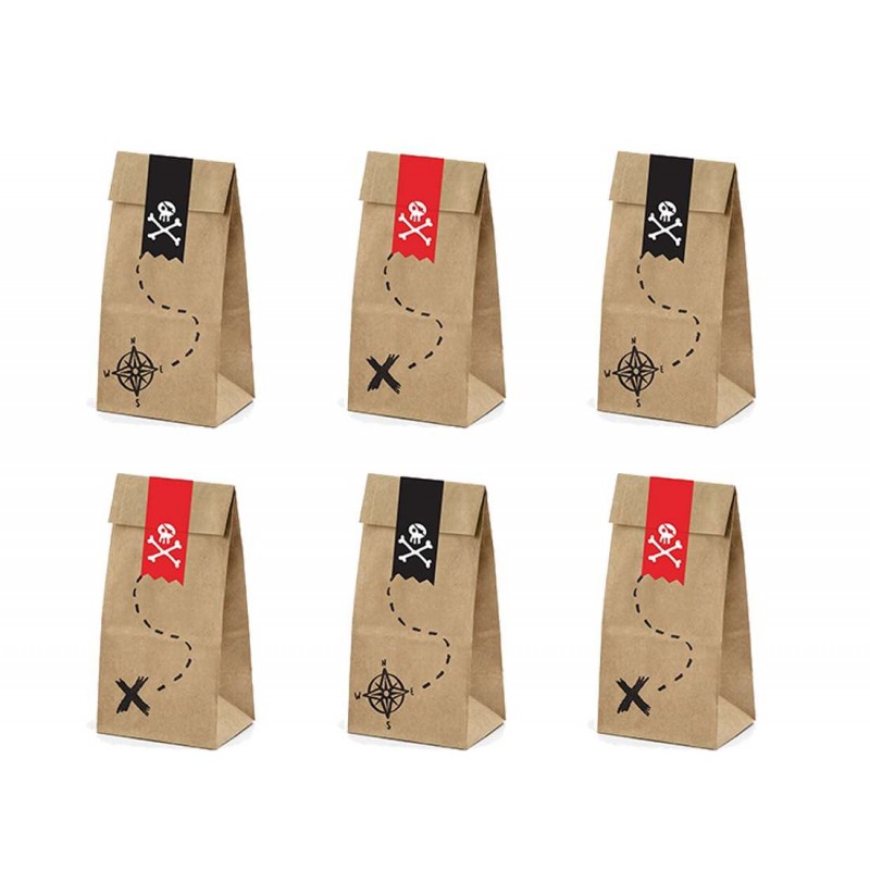 Bustine pirati in carta kraft con adesivi - 18 pz