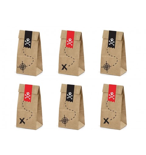 Bustine pirati in carta kraft con adesivi - 18 pz