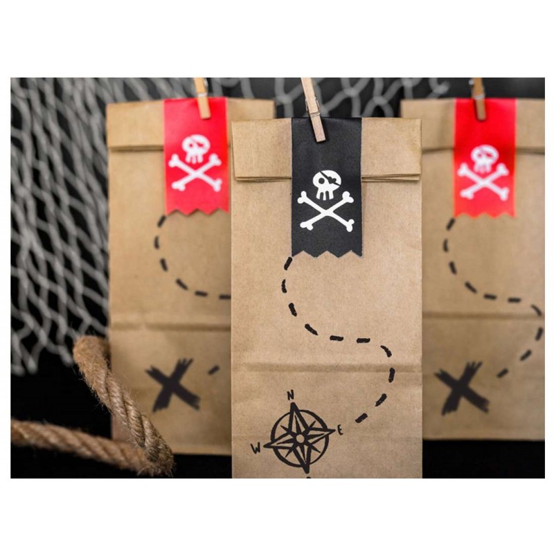 Bustine pirati in carta kraft con adesivi - 18 pz