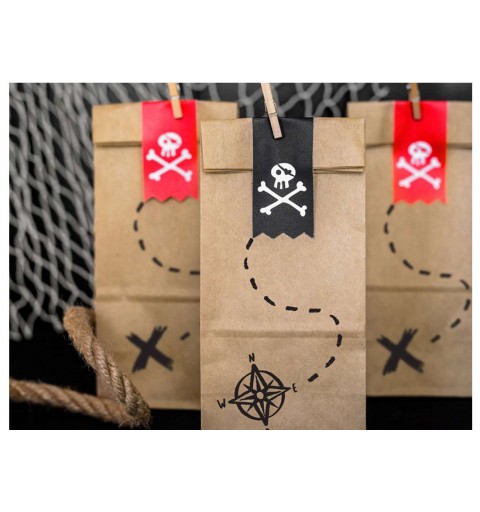 Bustine pirati in carta kraft con adesivi - 18 pz