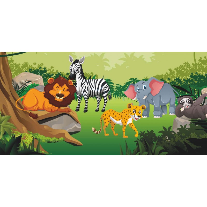 Striscione compleanno animali della giungla