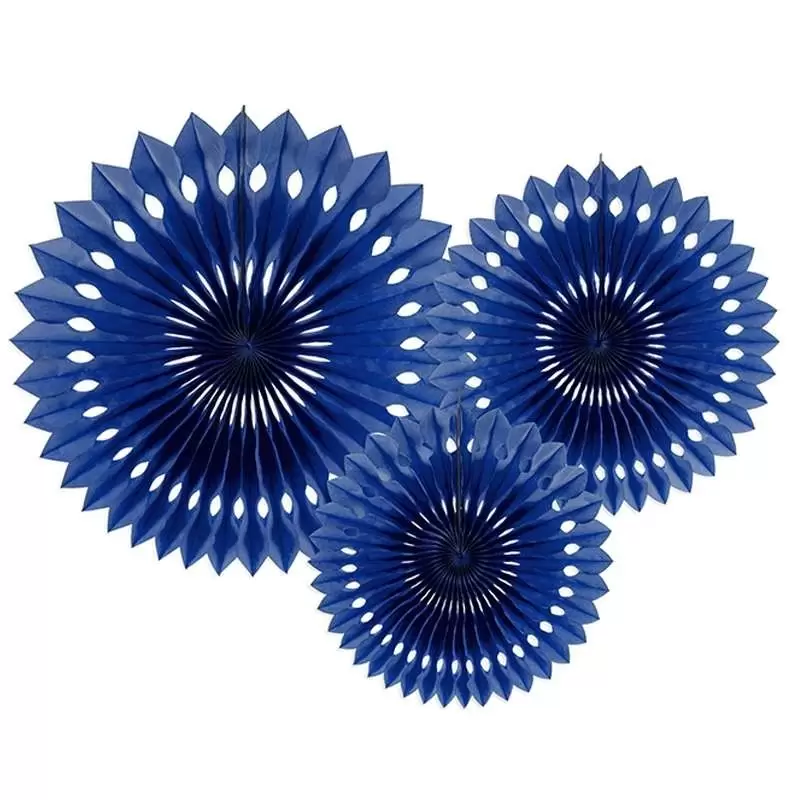 Rosoni blu navy di carta - 3 pz