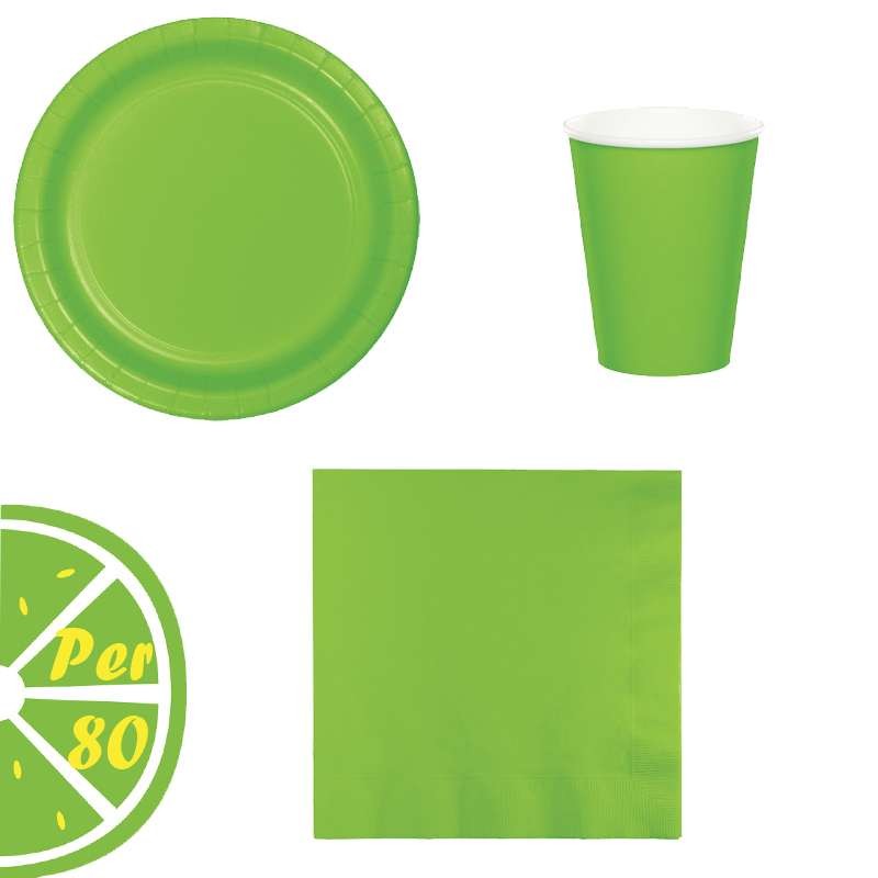 Kit n.29 fresh lime verde limone - set festa per 80 invitati