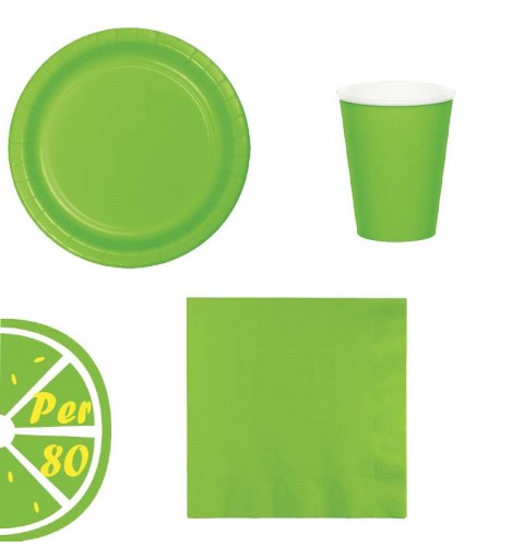 Kit n.29 fresh lime verde limone - set festa per 80 invitati