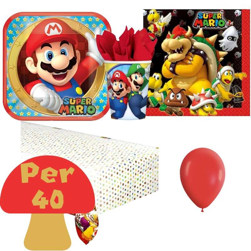 Kit anniversaire Super Mario Party 8 personnes Amscan : King Jouet