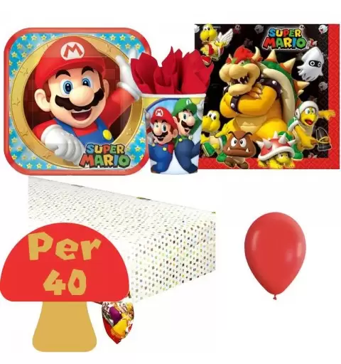 SUPER MARIO KART COORDINATO COMPLEANNO KIT N 8 BAMBINO CON PALLONCINI