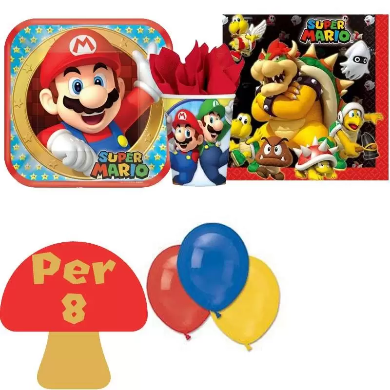 COORDINATO COMPLEANNO SUPER MARIO KART + 100 PALLONCINI COLORATI KIT N 22