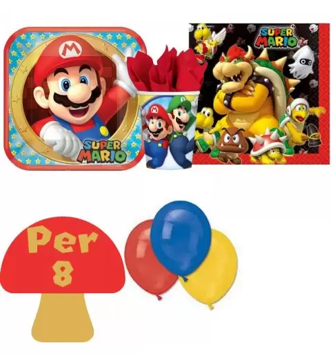  COORDINATO COMPLEANNO SUPER MARIO KART + 100 PALLONCINI COLORATI KIT N 22