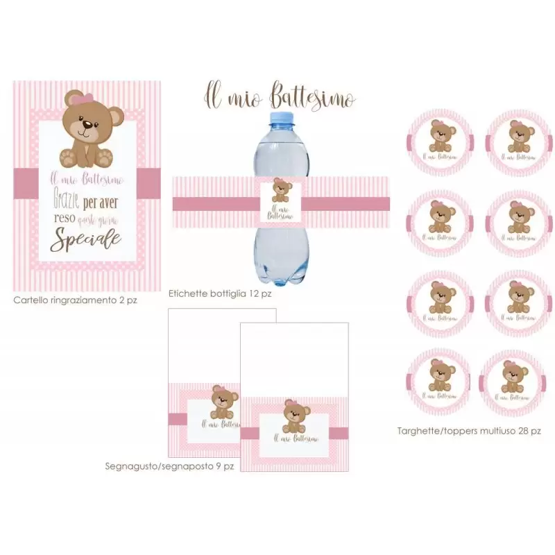 Festa di carta battesimo rosa