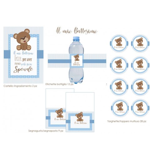 Festa di carta battesimo bambino orsetto