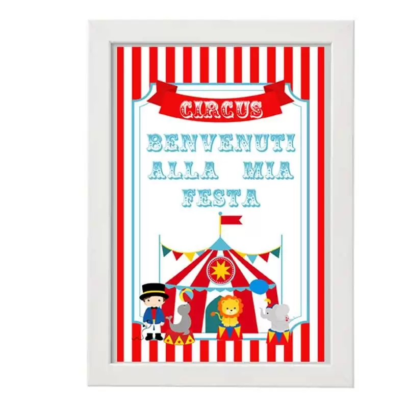 Cartello di benvenuto circo con cornice 