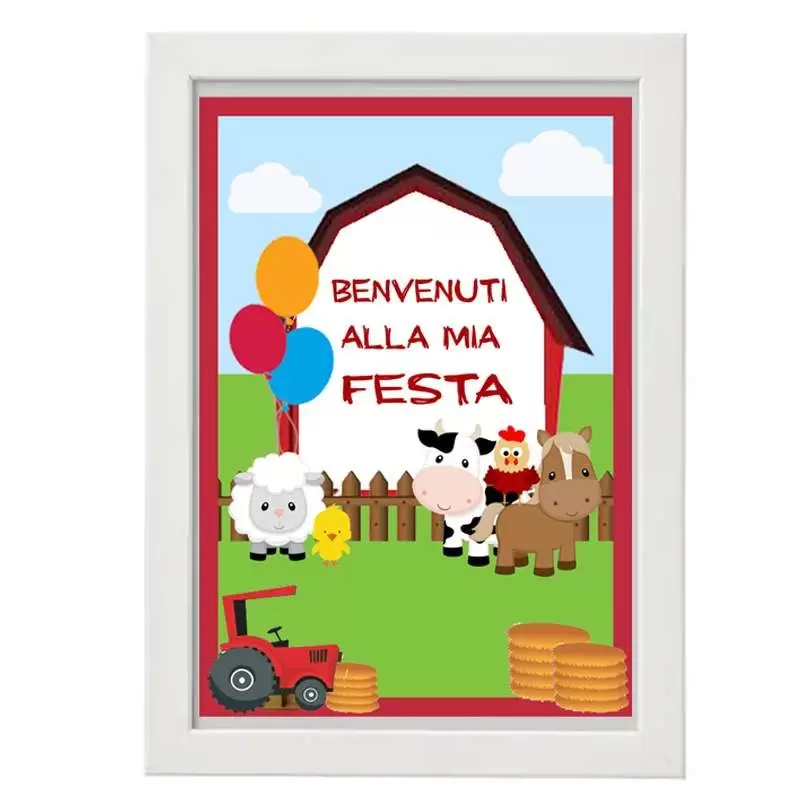 Cartello di benvenuto fattoria con cornice - 2 pz