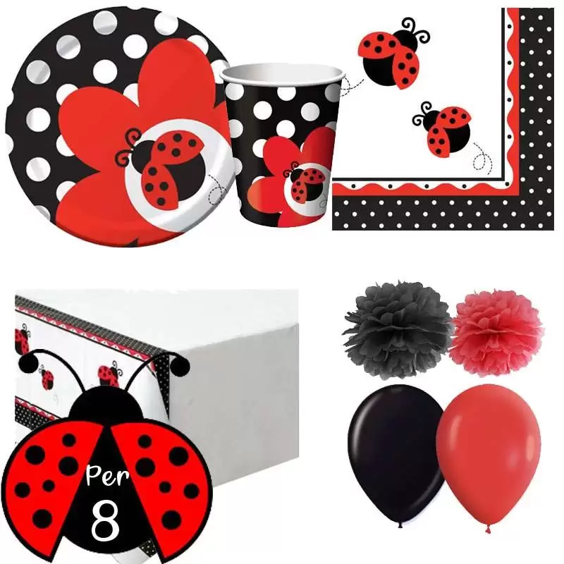 Kit n.49 coccinella - coordinato festa per 8