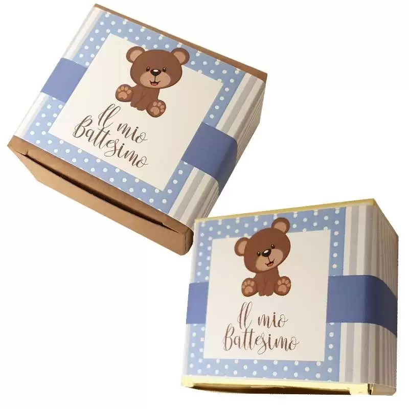 Scatoline portaconfetti battesimo orsetto celeste