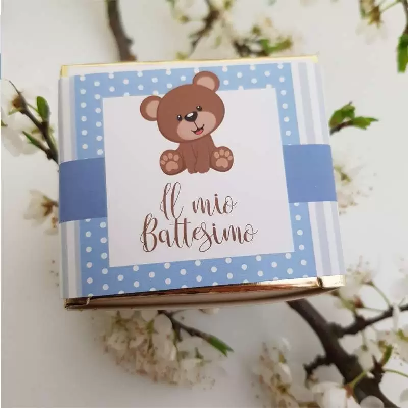 Scatoline portaconfetti battesimo orsetto celeste