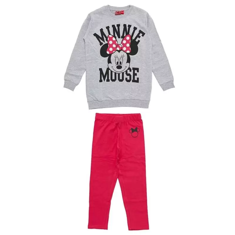 Tutina Minnie Topolina per bambina - grigio melange e fucsia