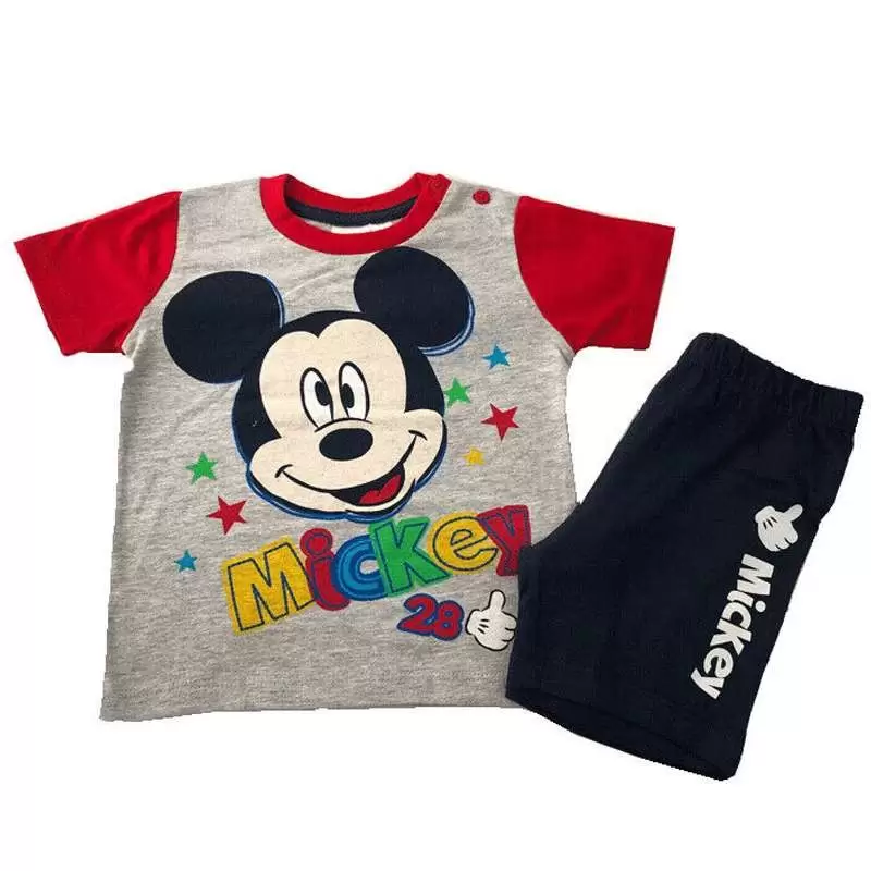 Completo Topolino maniche corte rosso e blu di cotone