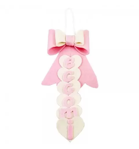 Scritta eccomi da appendere rosa