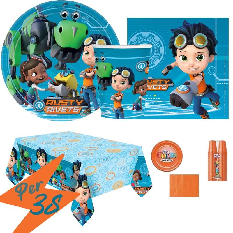 Kit n.7 Rusty Rivets - coordinato tavola per 38