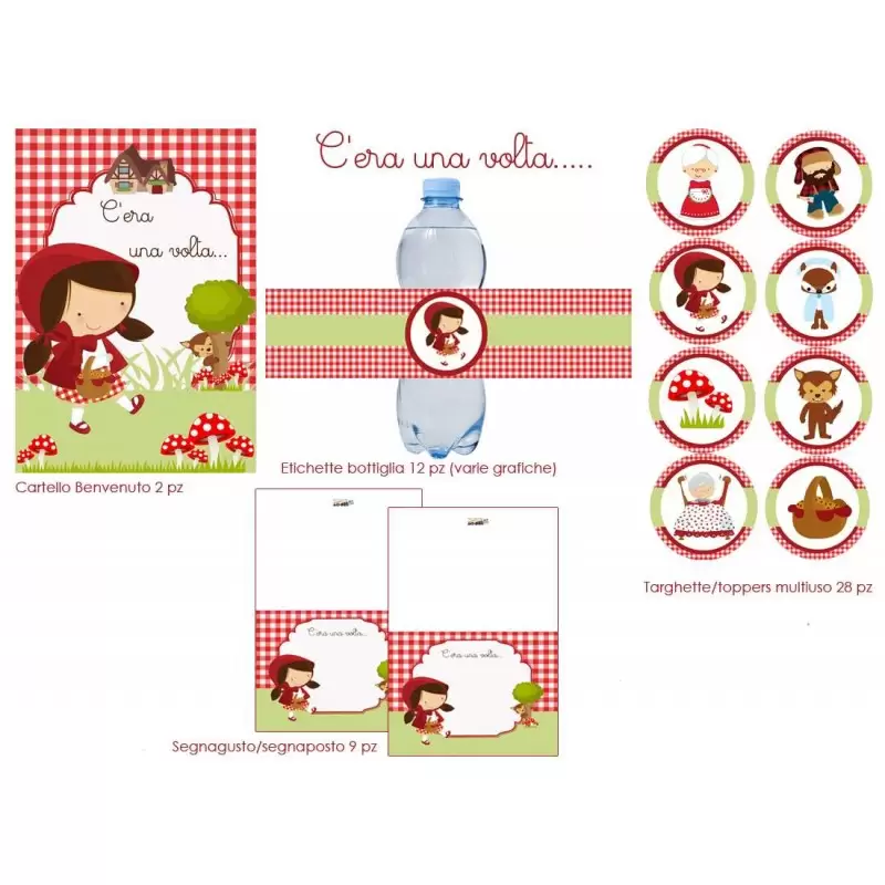 Festa di carta cappuccetto rosso - etichette e adesivi