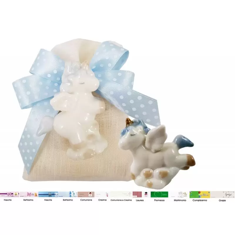 BOMBONIERE UNICORNO SBomboniere unicorno bambino in ceramica