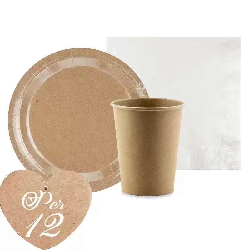 Kit n.2 kraft - coordinato tavola per 12