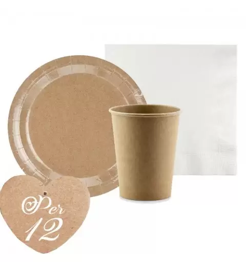 Kit n.2 kraft - coordinato tavola per 12
