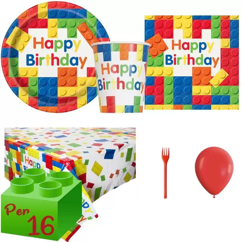 Kit n.6 Block party new Lego - con palloncini e forchette