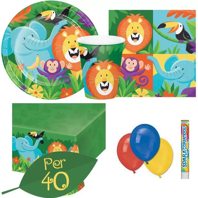 Kit n.30 savana con sparacoriandoli e palloncini
