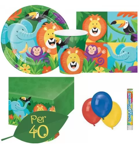 Kit n.30 savana con sparacoriandoli e palloncini