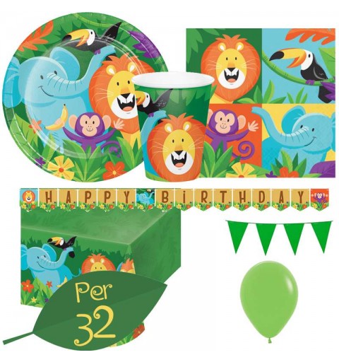 Kit n.27 savana - coordinato festa con palloncini verdi