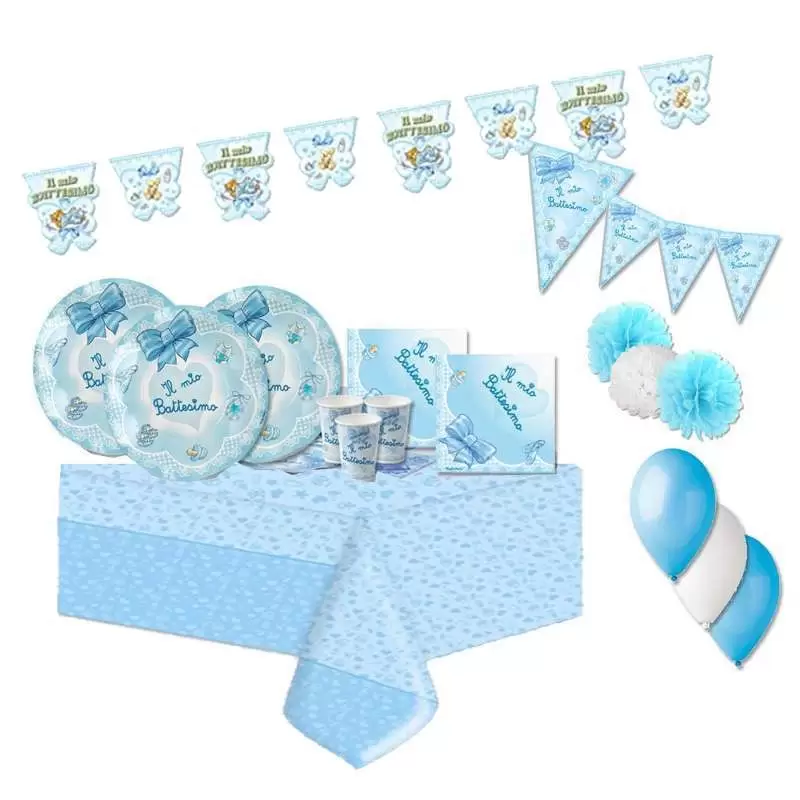 KIT N.49 BATTESIMO FIOCCO CELESTE - ACCESSORI TAVOLA
