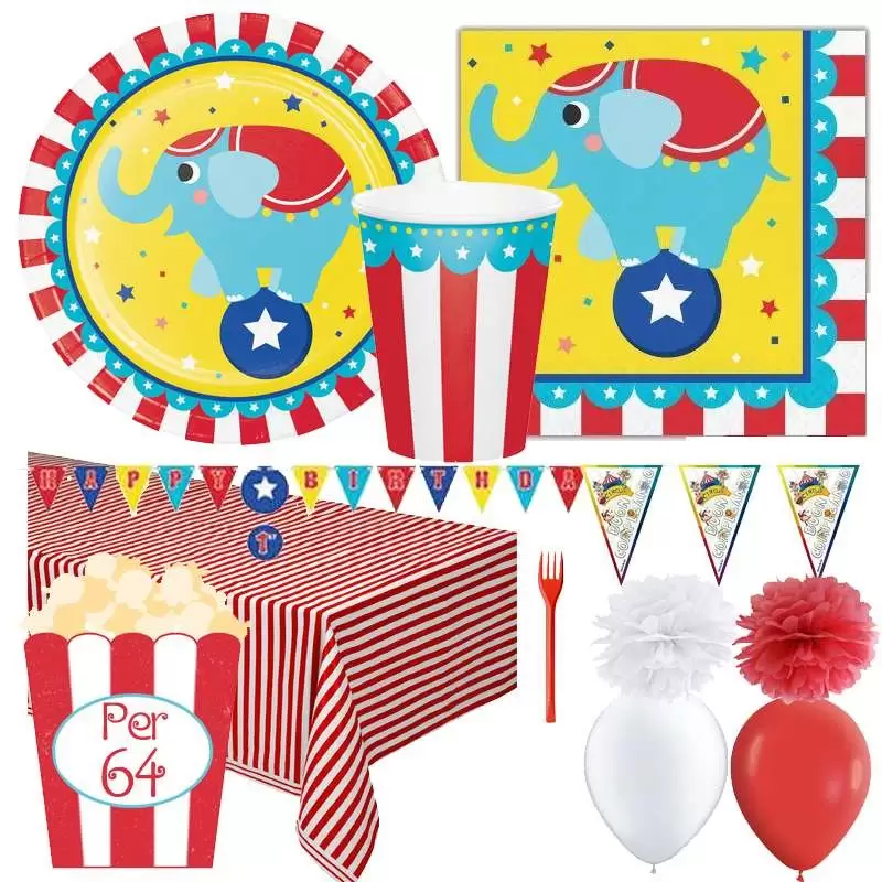Kit n.64 circo - coordinato tavola per 64 bambini