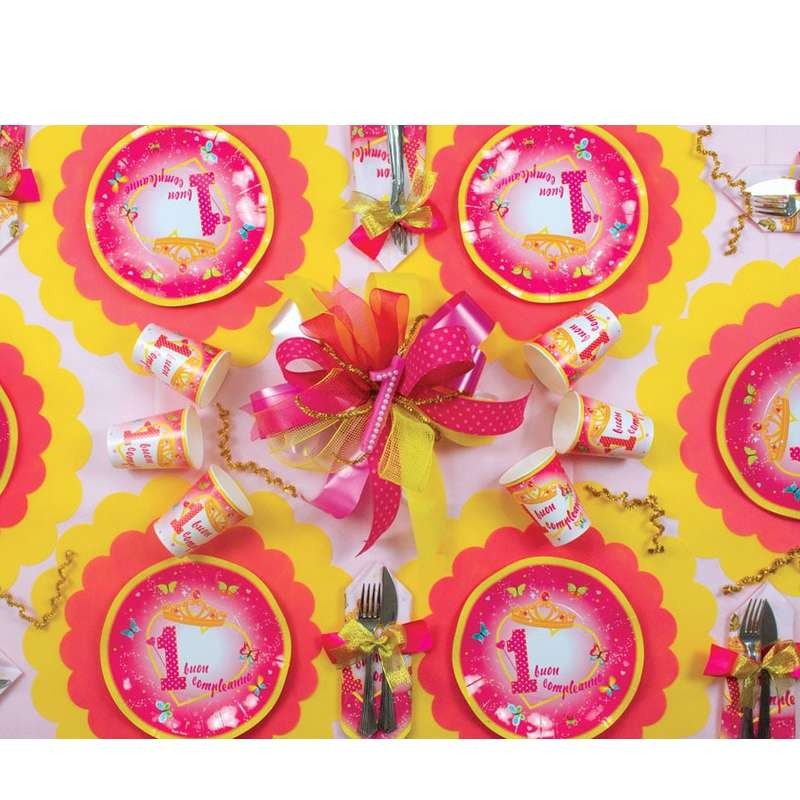 Kit n.3 un anno corona rosa - set festa per 50