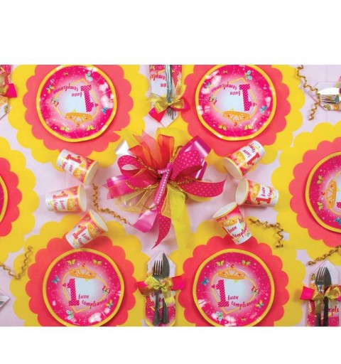 Kit n.3 un anno corona rosa - set festa per 50
