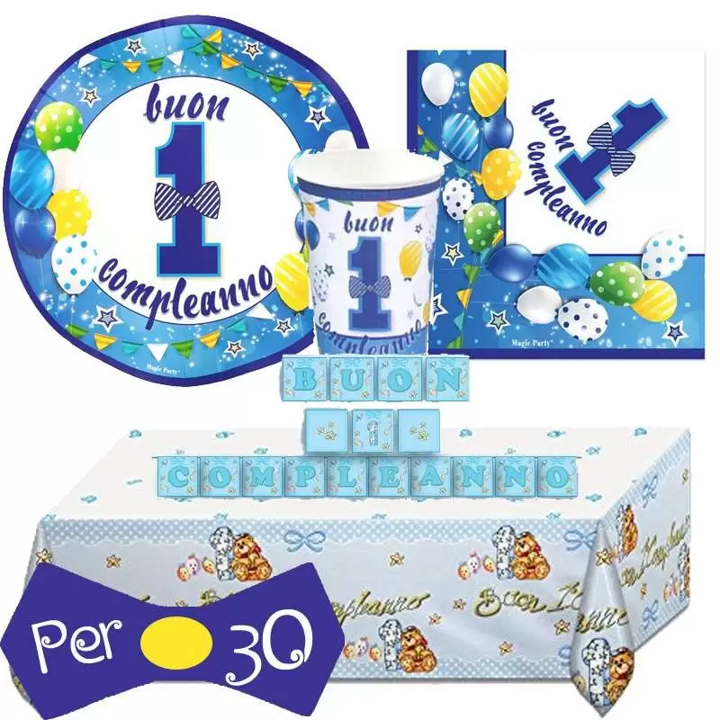 Kit n.13 un anno papillon celeste - set tavola