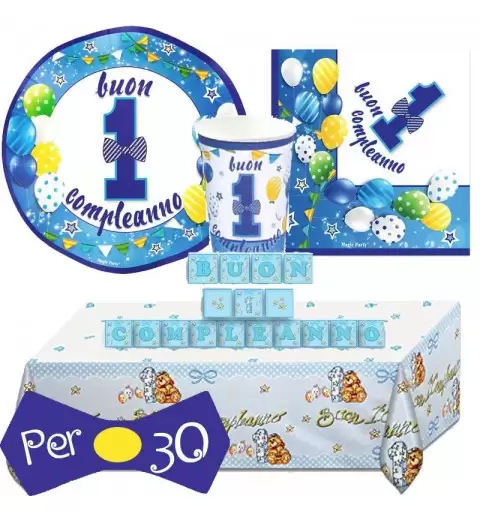 Kit n.13 un anno papillon celeste - set tavola