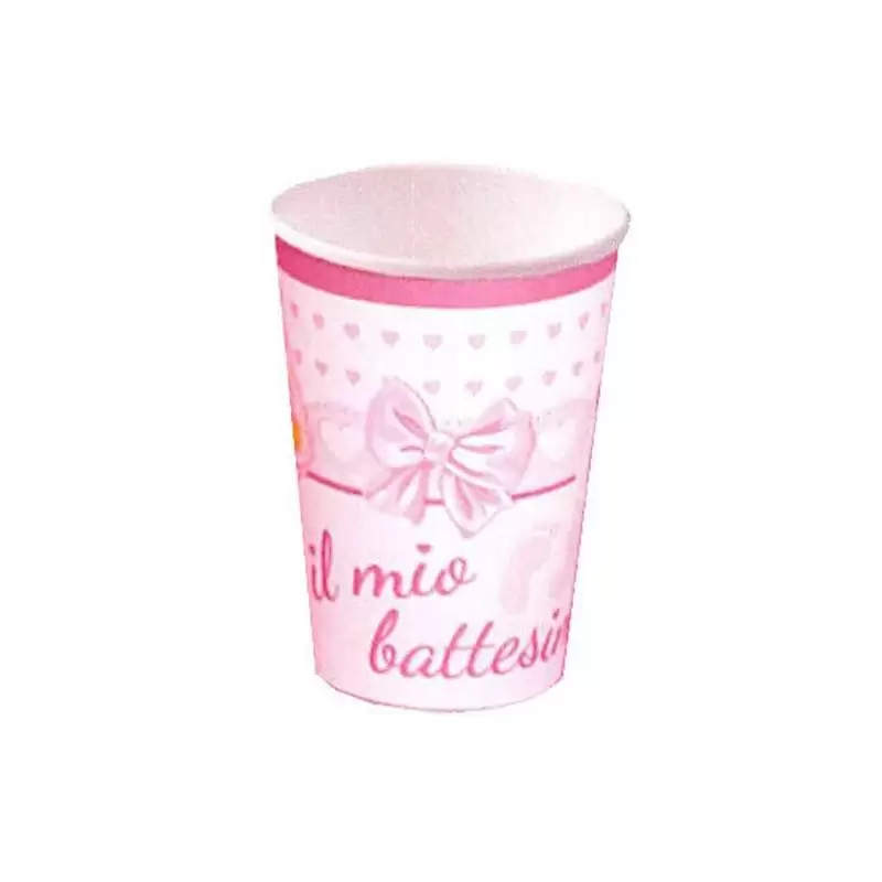 Bicchieri piedini battesimo rosa - 10 pz